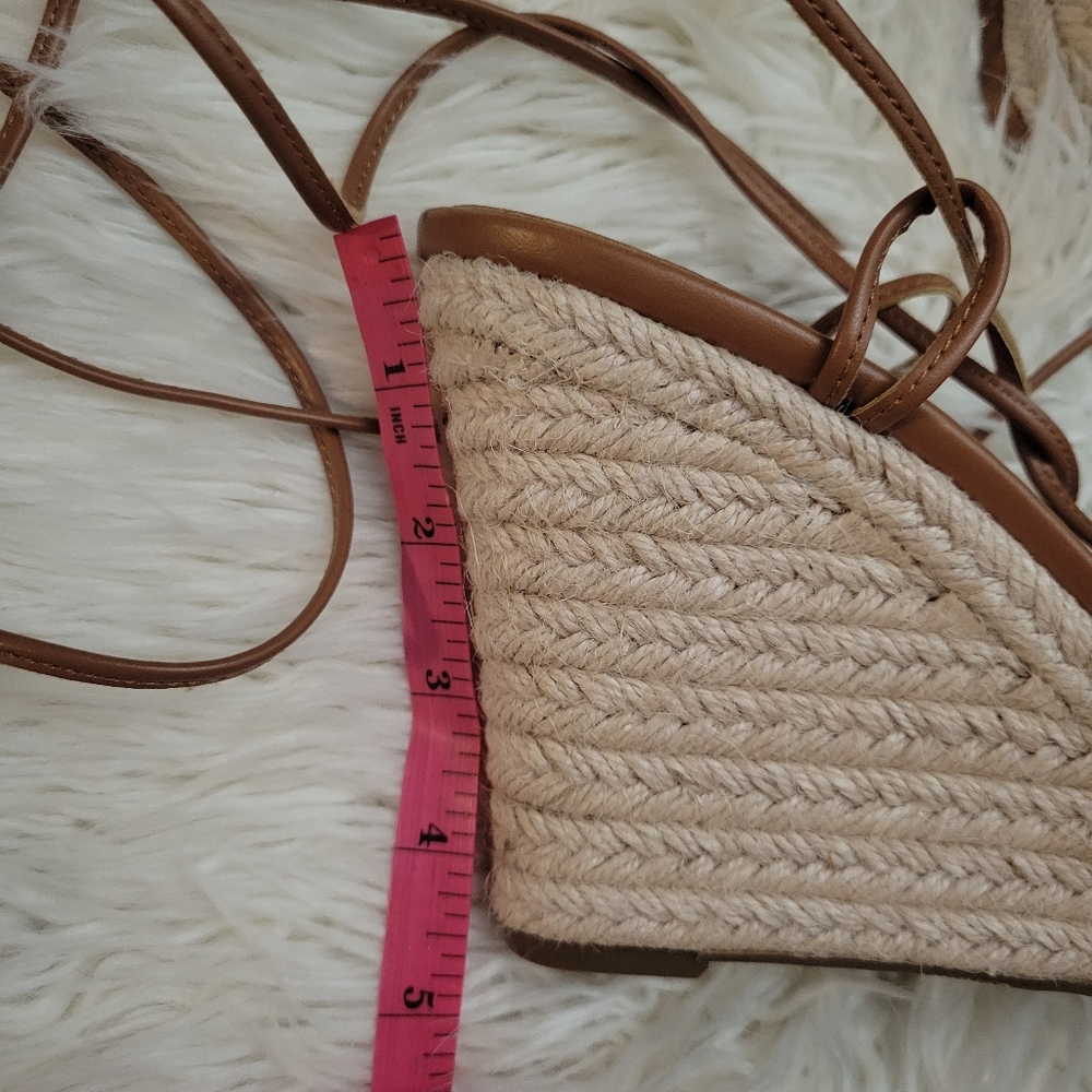 MARC FISHER KYLE WOMENS  LEATHER LACE UP ESPADRILLE WEDGES SIZE 8.5 - Picture 12 of 14
